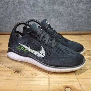 Nike Free RN Flyknit 2018 Women's 9 Running Shoes Black White 942837 001